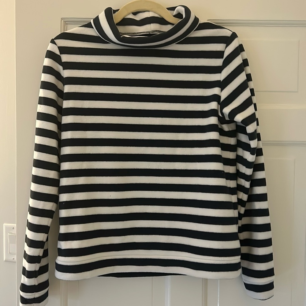 Dudley Stephens Blue and White Turtleneck Sweater